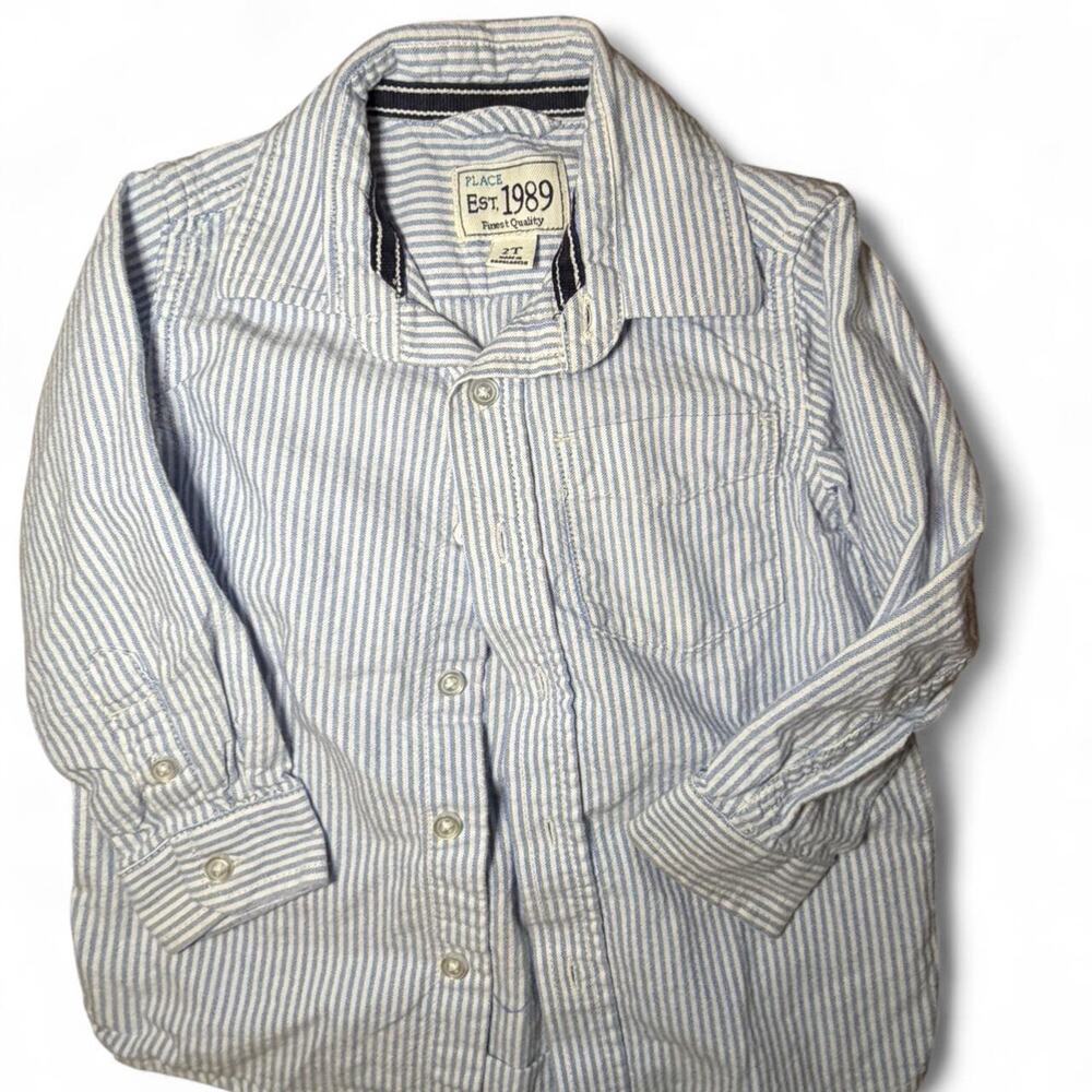 The Children's‎ Place blue striped button-up shirt Size 2T